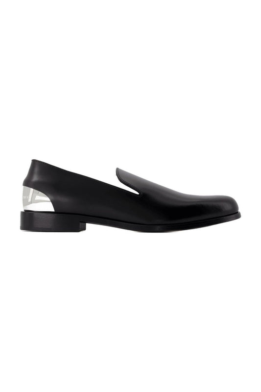 Metal Heel Mokassins - Alexander McQueen - Leder - Schwarz/Silber