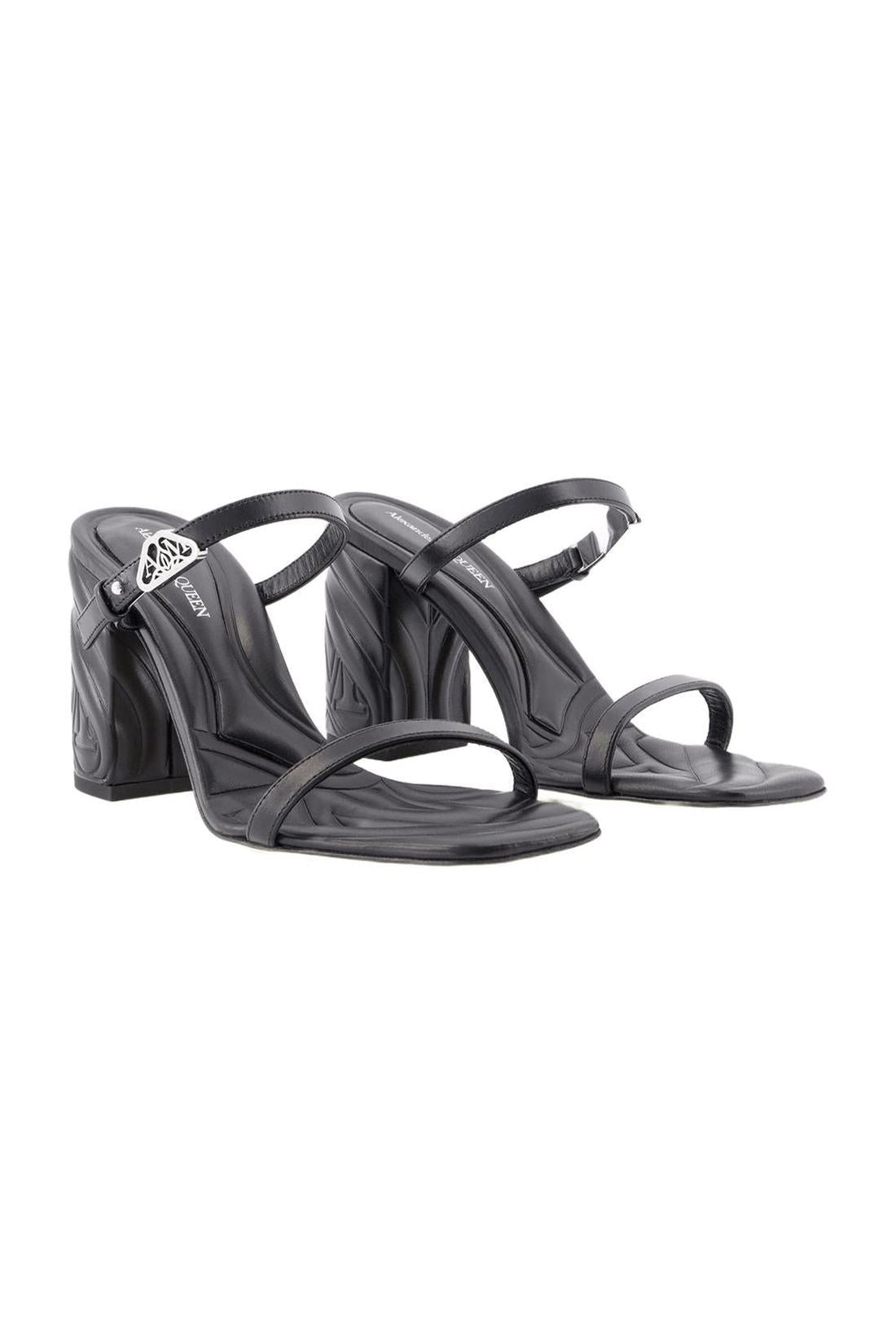 Seal Fersen-Sandalen - Alexander McQueen - Leder - Schwarz/Silber