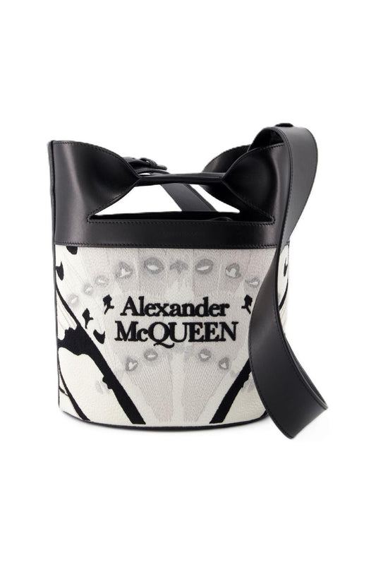 The Bucket Bow Schultertasche - Alexander McQueen - Leder - Weiß