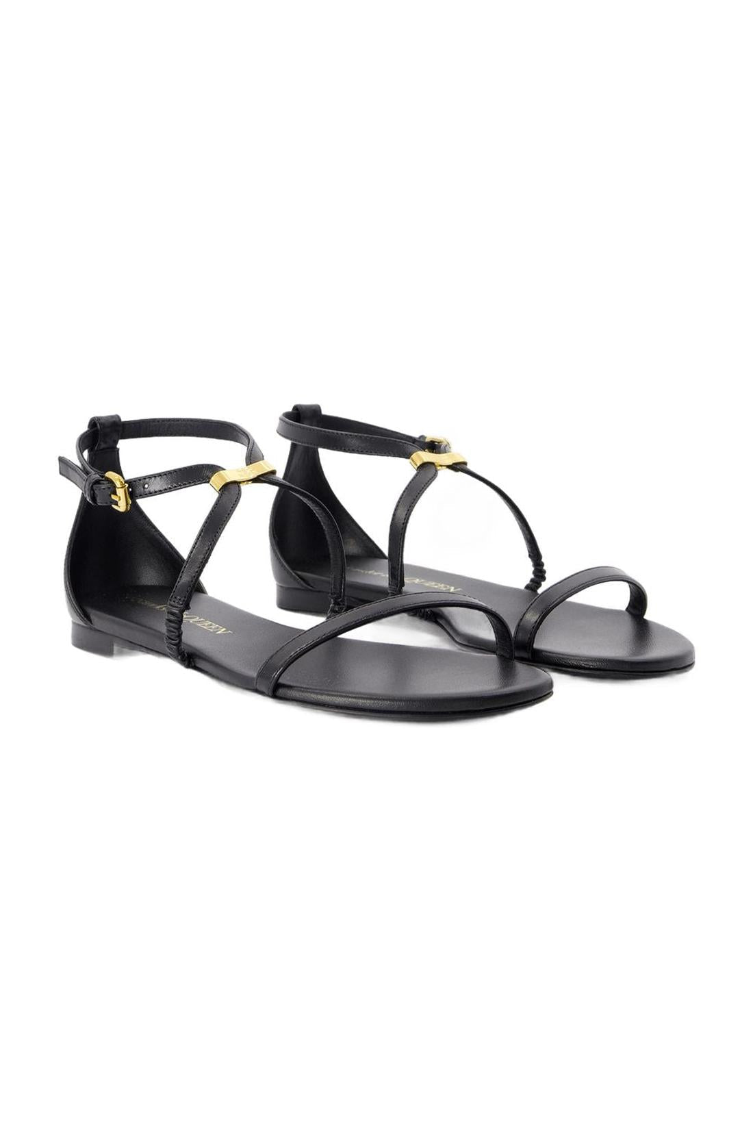 Harness Sandalen - Alexander McQueen - Leder - Schwarz/Gold