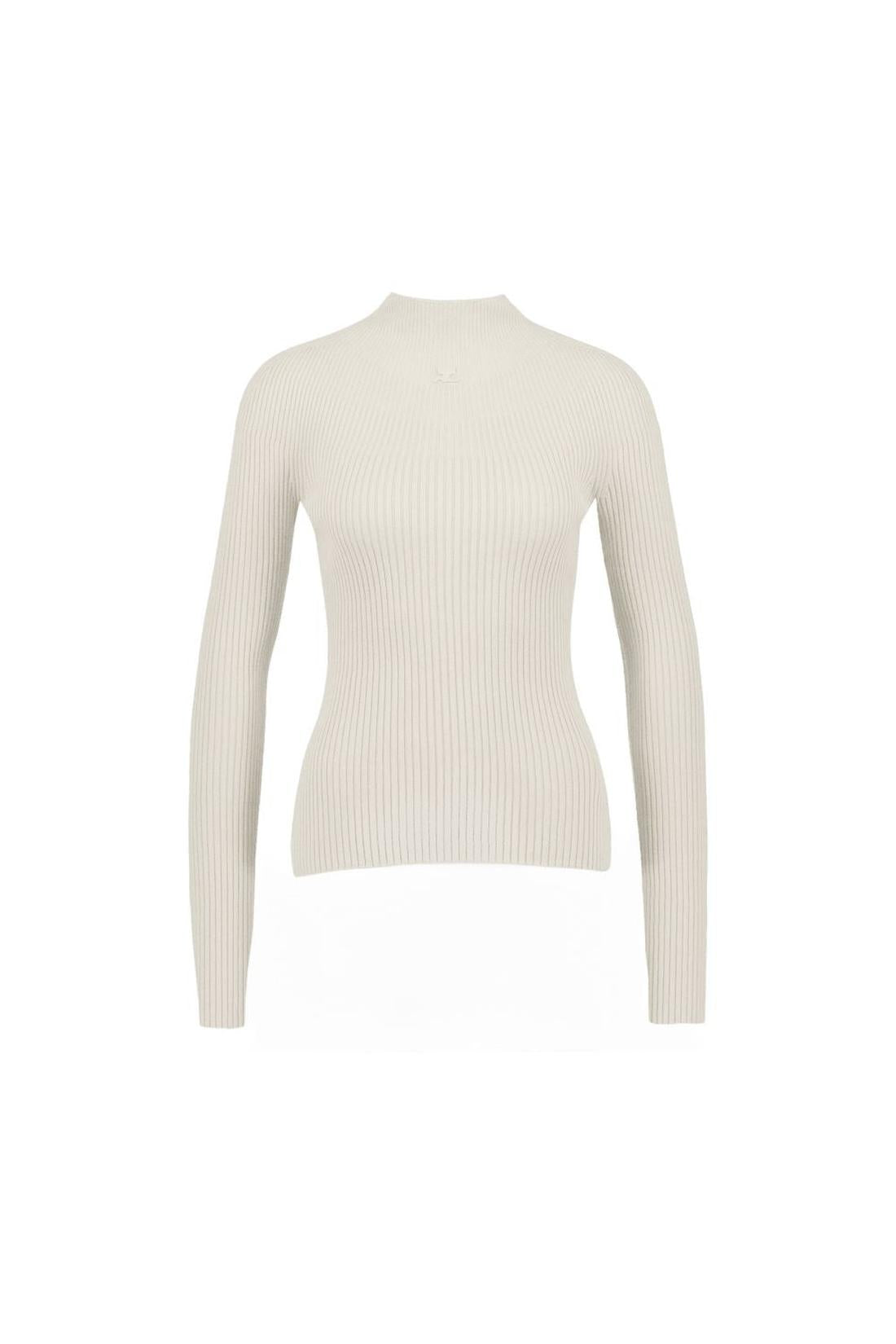 Mockneck Pullover - Courreges - Baumwolle - Weiß