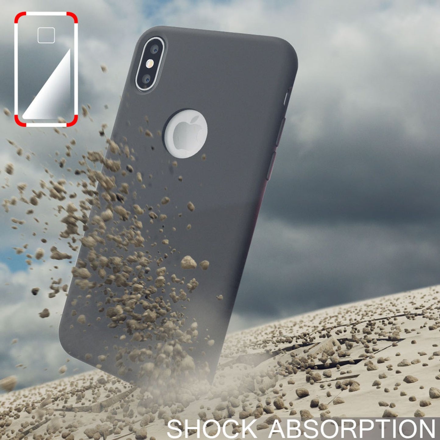 NALIA hulstur fyrir Apple iPhone X, fljótandi sílikon símahlíf, hart hulstur