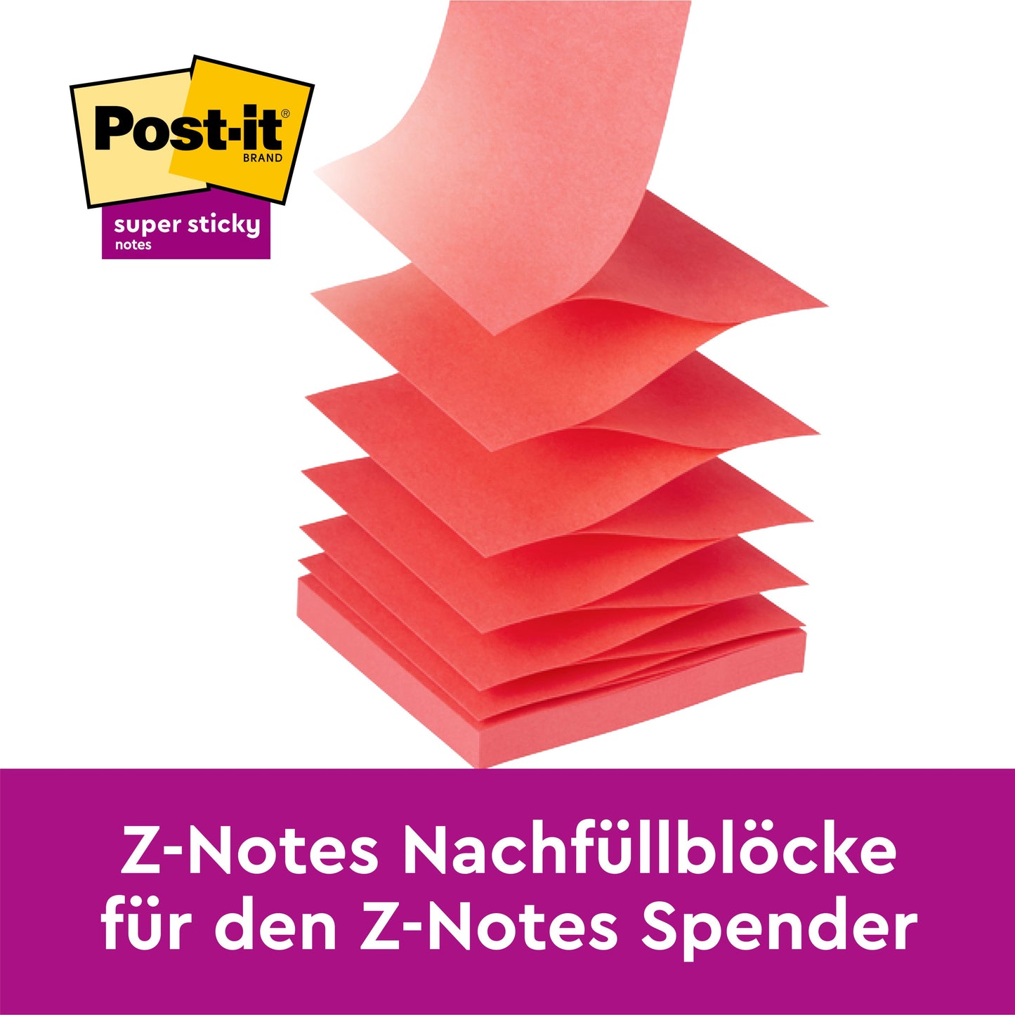 Post-it® Z-Notes Dispenser, PRO, Schwarz + Post-it® Super Sticky Z-Notes, Gelb, 76 mm x 76 mm, 90 Blatt/Block