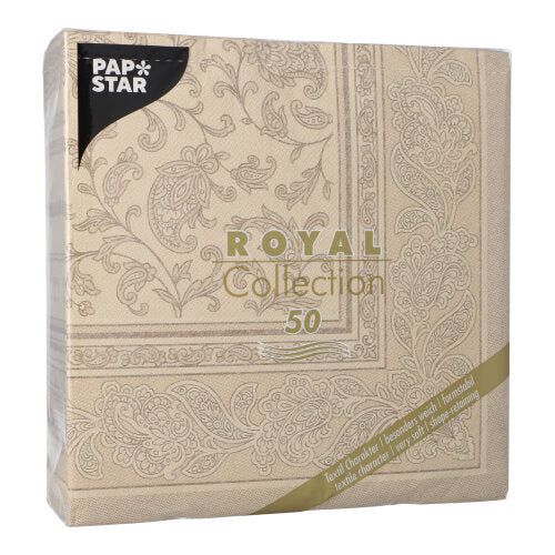 PAPSTAR 50 Servietten "ROYAL Collection" 1/4-Falz 40 x 40 cm sand