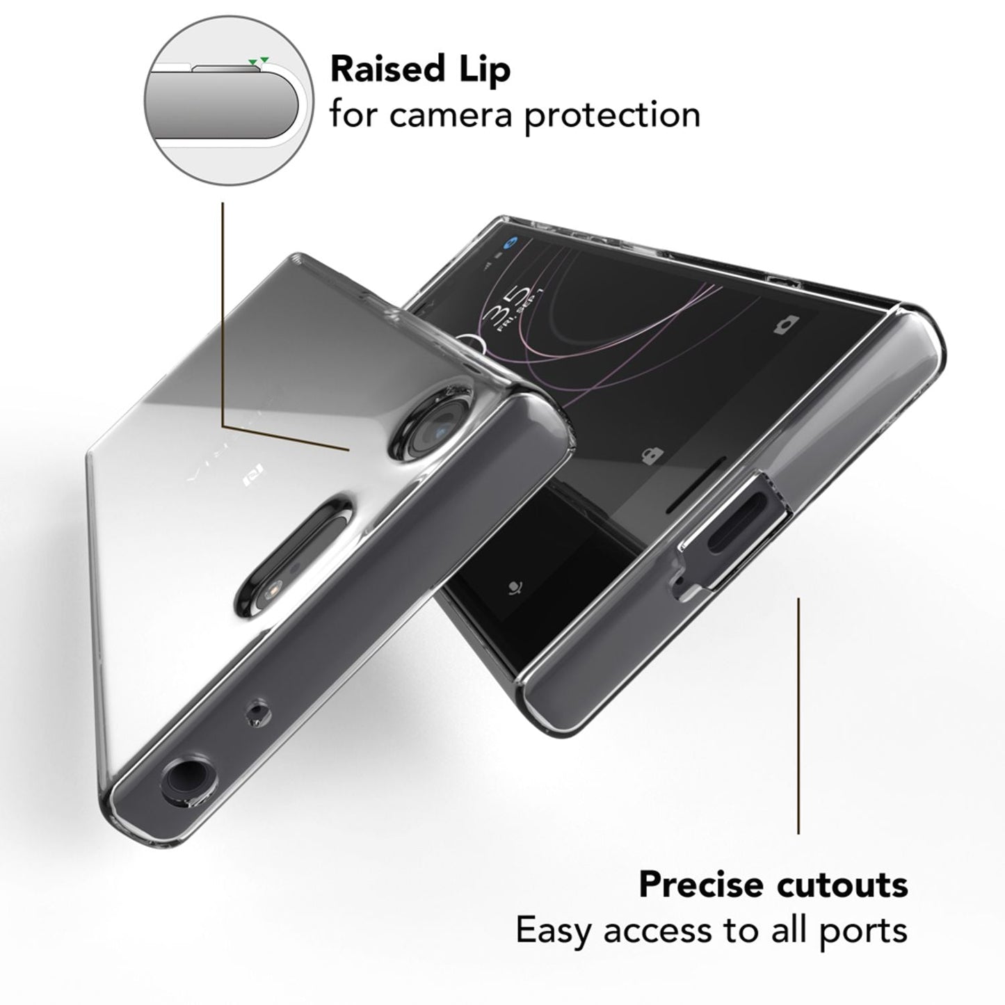 NALIA símahulstur fyrir Sony Xperia XZ1, sílikonhulstur með verndarpoka og stuðara