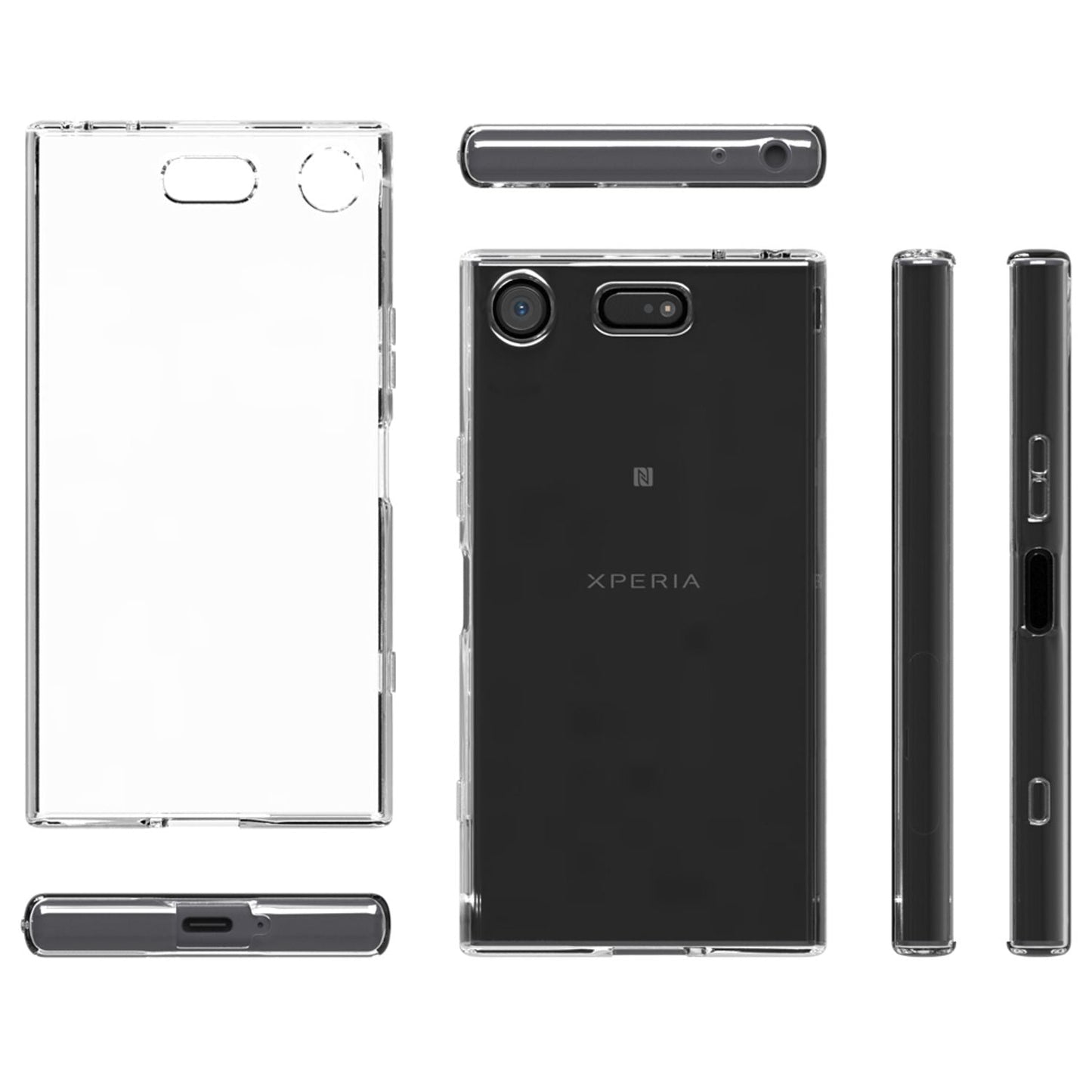 NALIA símahulstur fyrir Sony Xperia XZ1, sílikonhulstur með verndarpoka og stuðara