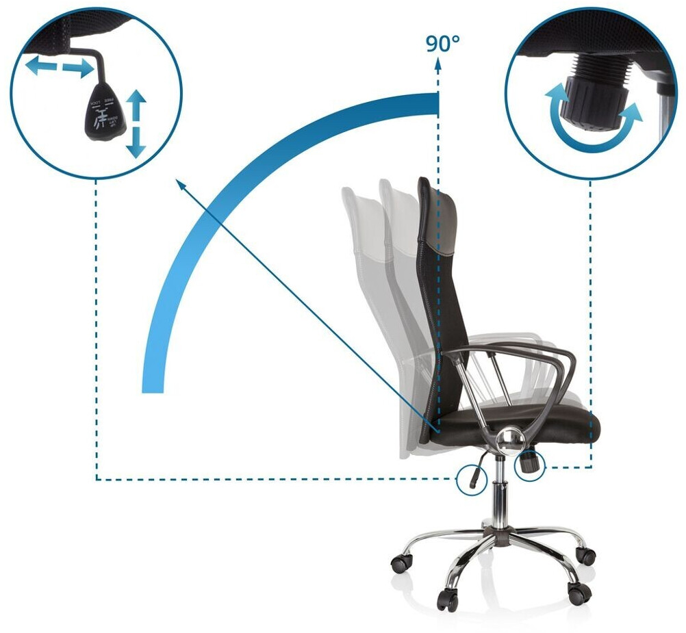 Skrifstofustóll í B-flokki, framkvæmdastjórnarstóll, skrifborðsstóll, Aria High, möskvaefni, gervileður, svartur