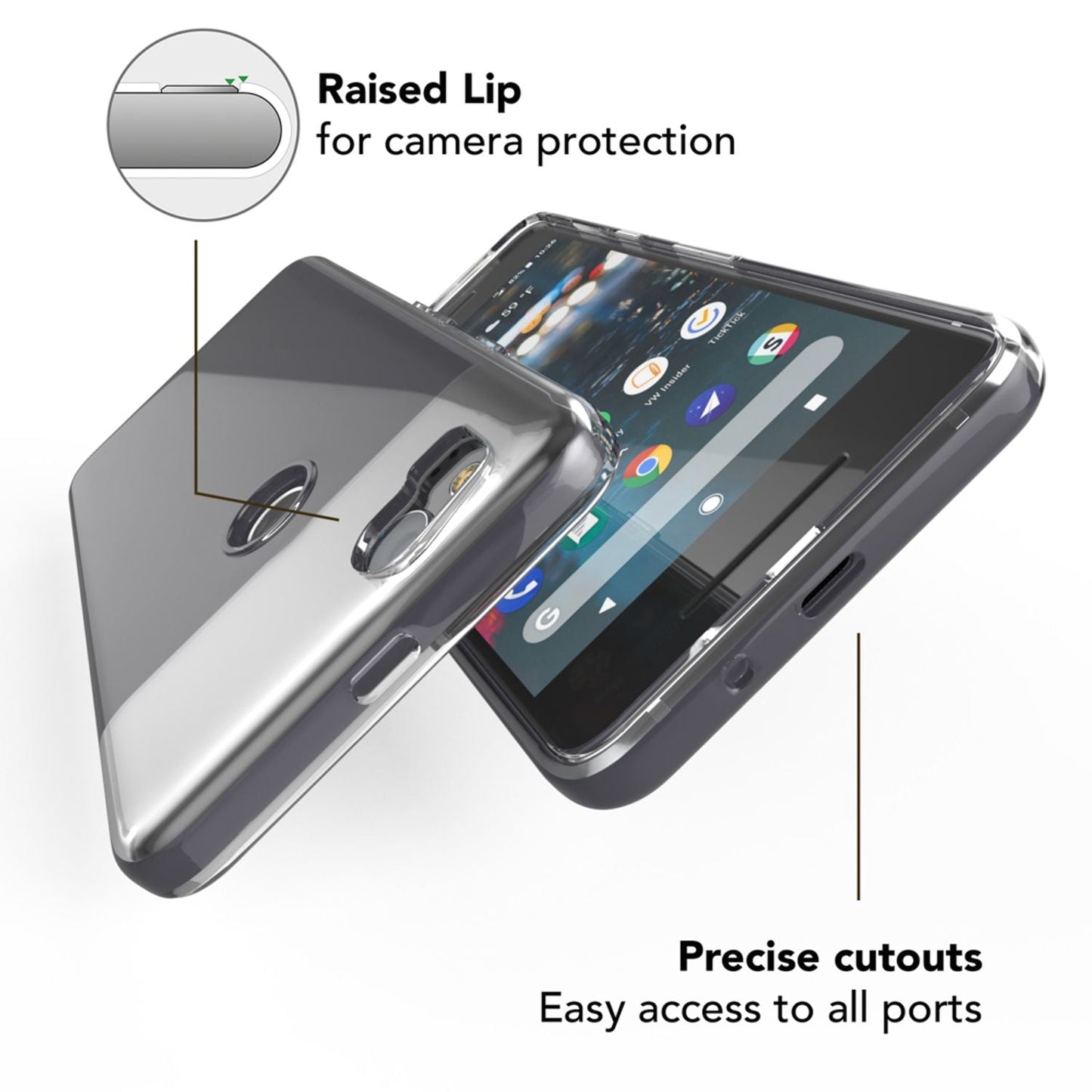 NALIA símahulstur fyrir Google Pixel 2, þunnt verndandi sílikonhulstur