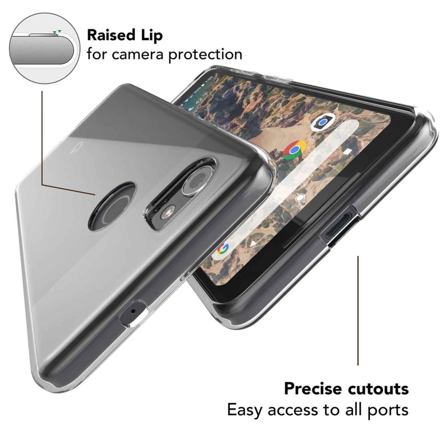 Google Pixel 2 XL Phone Case by NALIA, Transparent Silicone Case Cover