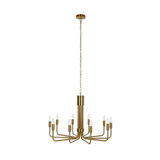 B-grade Lindby Elanova chandelier, ceiling light, ceiling lamp, ten-light, brass 