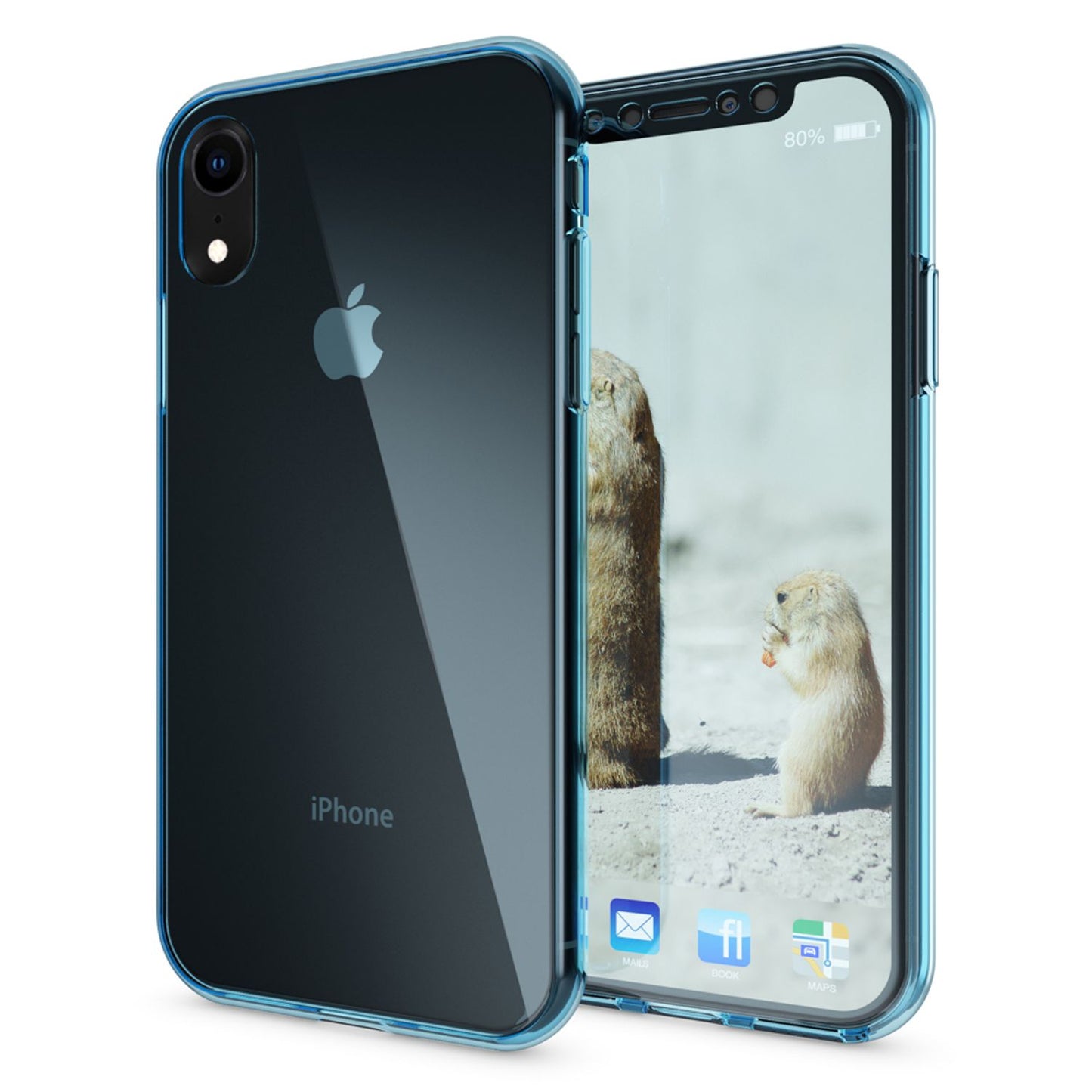 NALIA 360 gráðu símahulstur fyrir iPhone XR, tvöfalt hulstur með fullri vernd