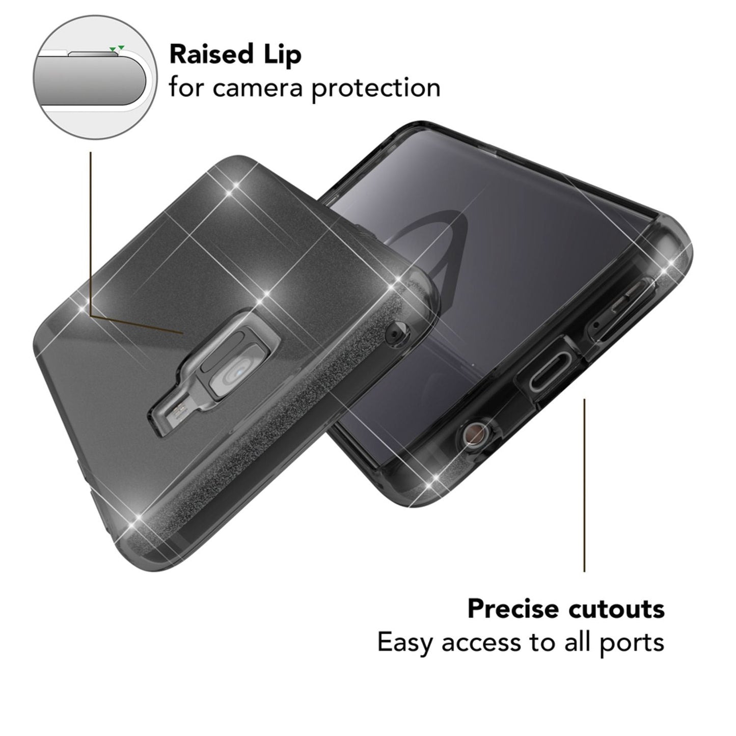 Samsung Galaxy S9 hulstur frá NALIA, glitrandi þunnt hulstur fyrir hlífðarhlíf