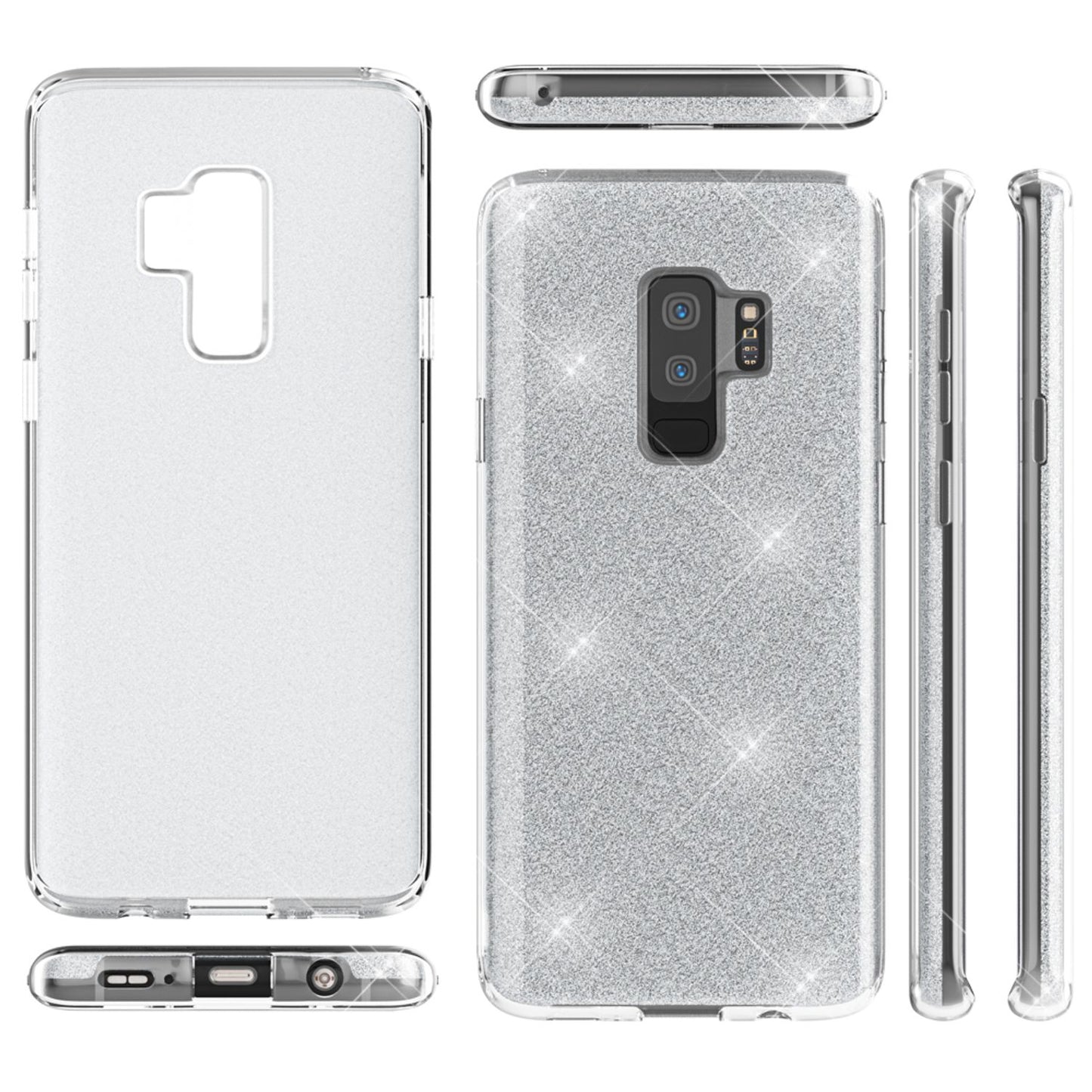 NALIA símahulstur fyrir Samsung Galaxy S9 Plus, glitrandi hulstur með stuðara