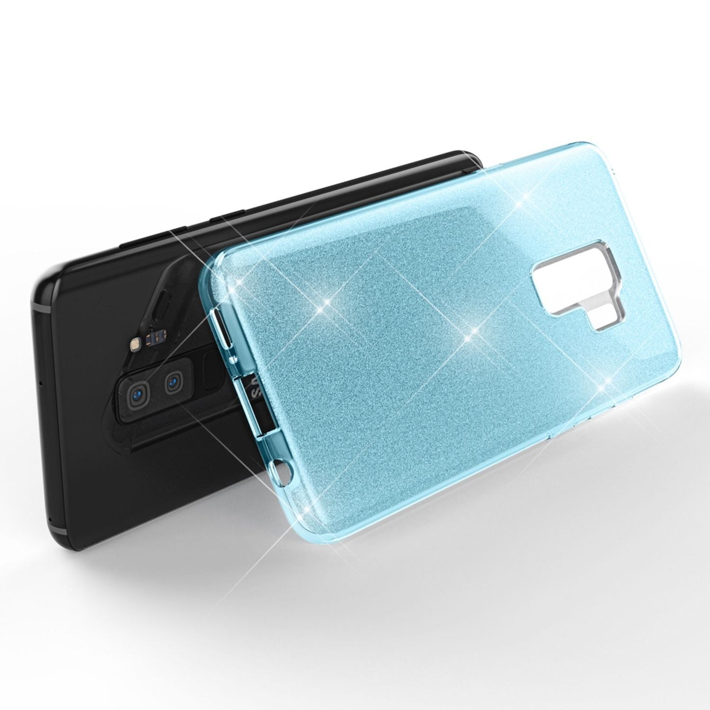 NALIA símahulstur fyrir Samsung Galaxy S9 Plus, glitrandi hulstur með stuðara