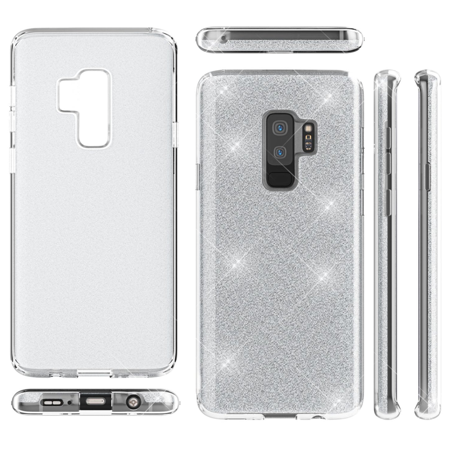 NALIA símahulstur fyrir Samsung Galaxy S9 Plus, glitrandi hulstur með stuðara