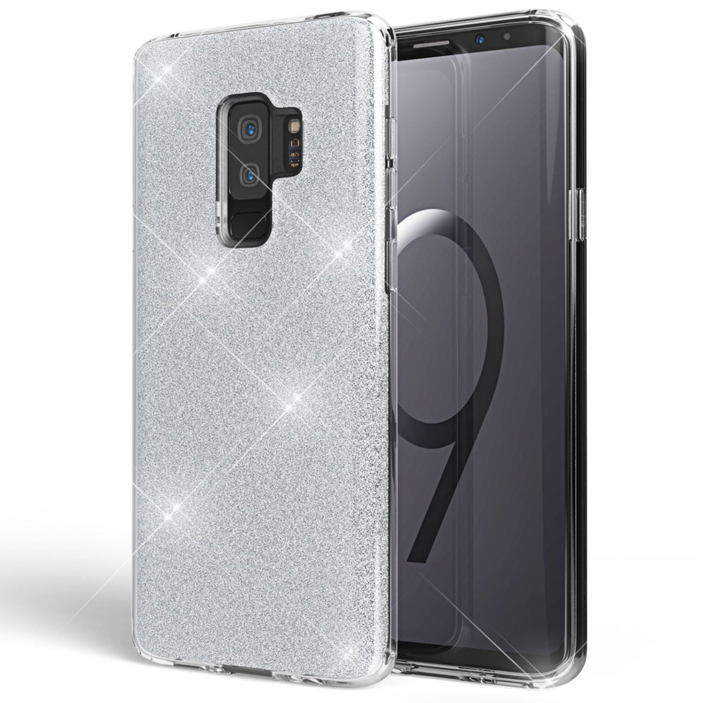 NALIA símahulstur fyrir Samsung Galaxy S9 Plus, glitrandi hulstur með stuðara