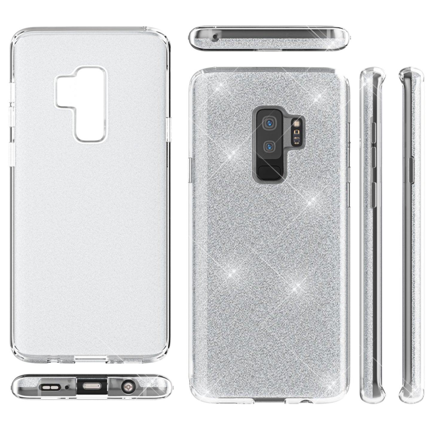 NALIA símahulstur fyrir Samsung Galaxy S9 Plus, glitrandi hulstur með stuðara