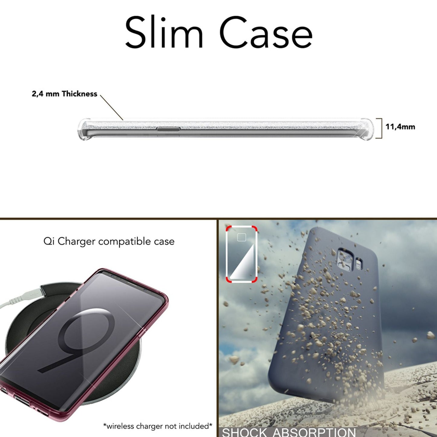 NALIA símahulstur fyrir Samsung Galaxy S9 Plus, glitrandi hulstur með stuðara