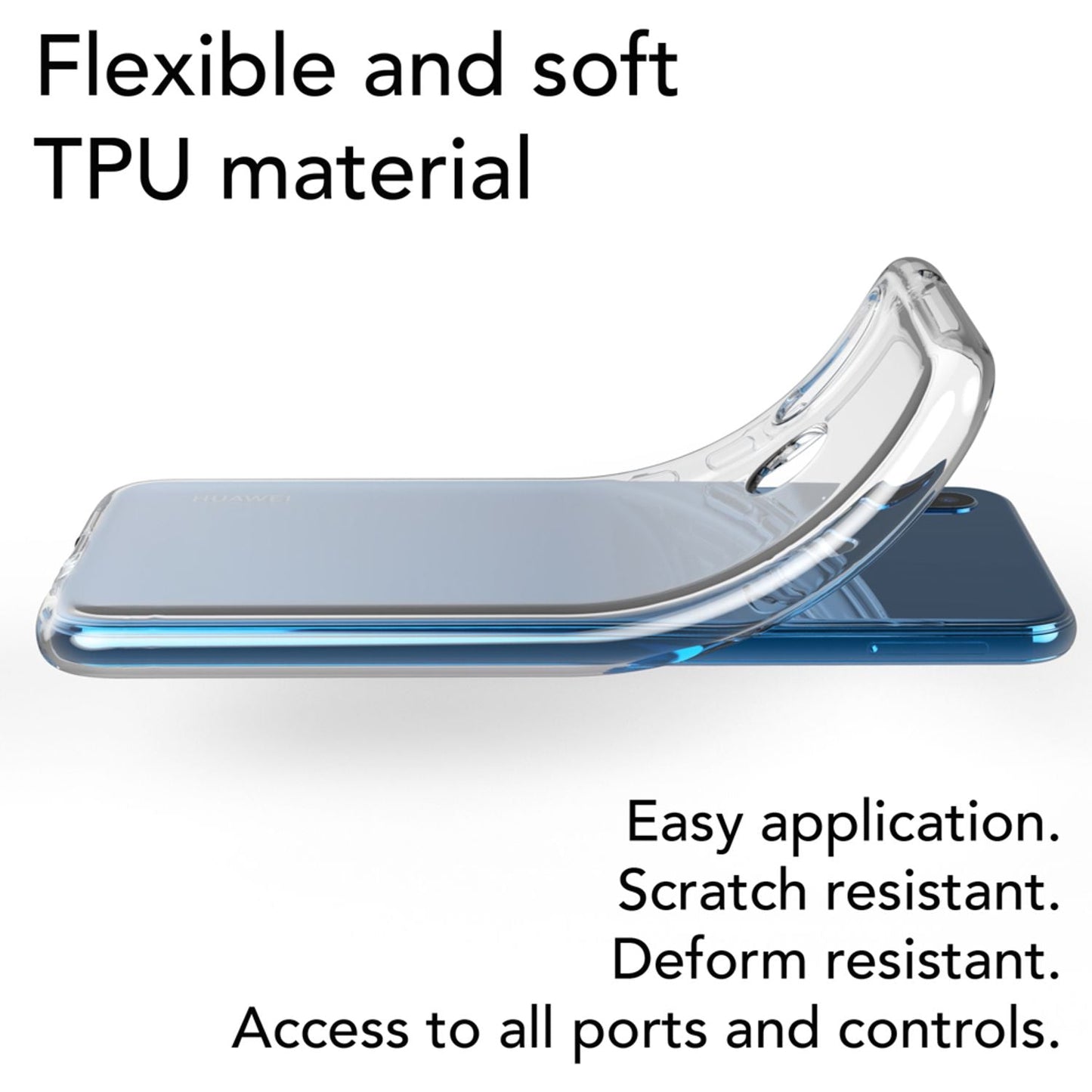 NALIA símahulstur fyrir Huawei P20 Lite, gegnsætt sílikonhlífðarhulstur