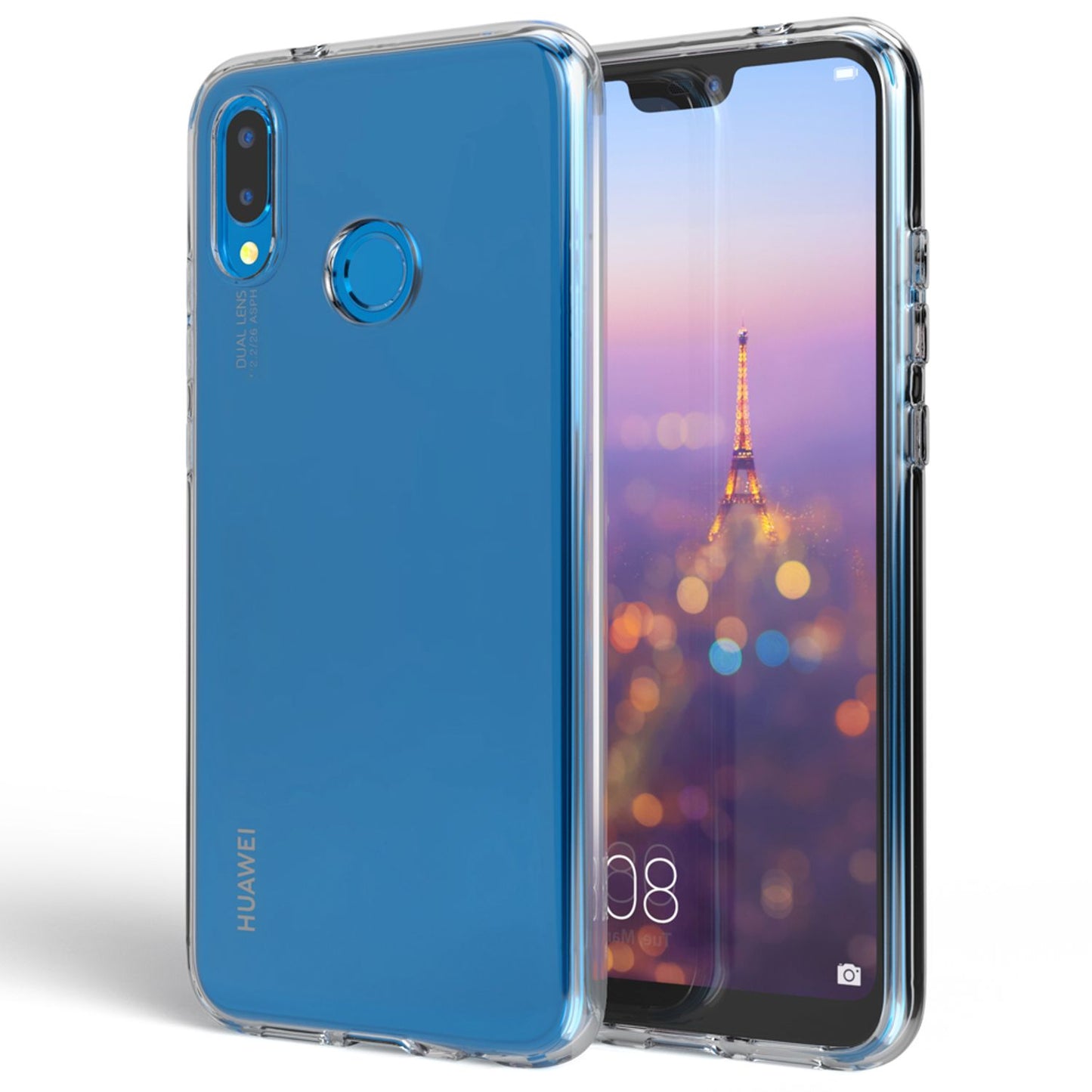 NALIA símahulstur fyrir Huawei P20 Lite, gegnsætt sílikonhlífðarhulstur