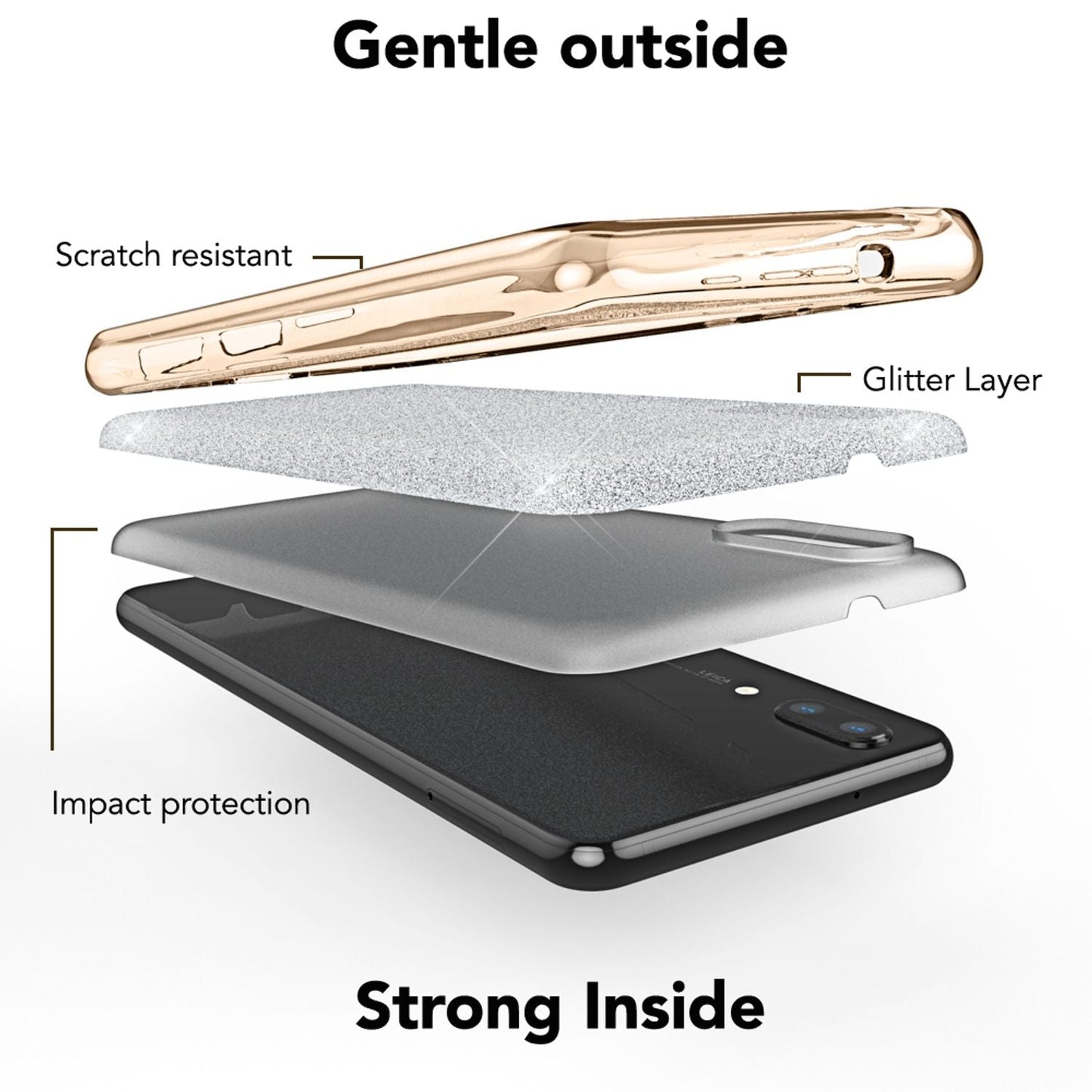 Huawei P20 símahulstur frá NALIA, glitrandi sílikonhulstur, verndandi glitrandi