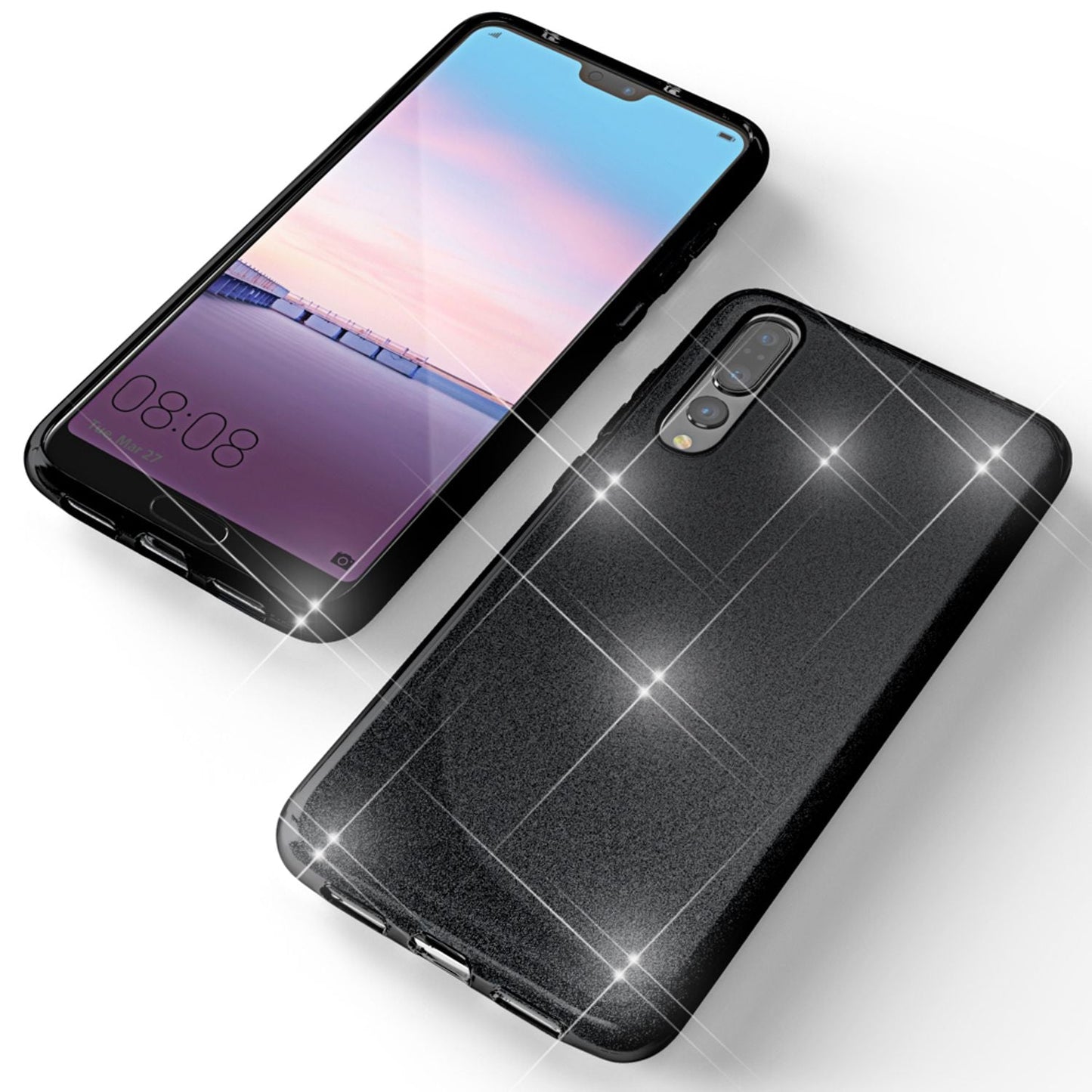 Huawei P20 Pro phone case by NALIA, glitter silicone cover case, protective glitter