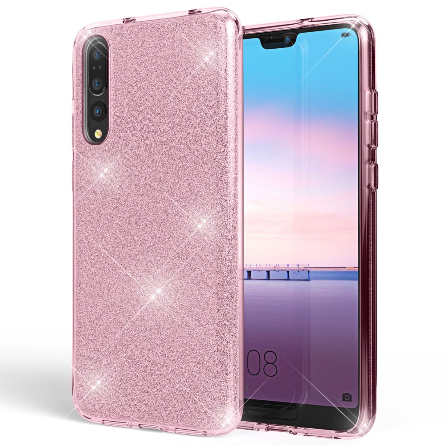 Huawei P20 Pro phone case by NALIA, glitter silicone cover case, protective glitter