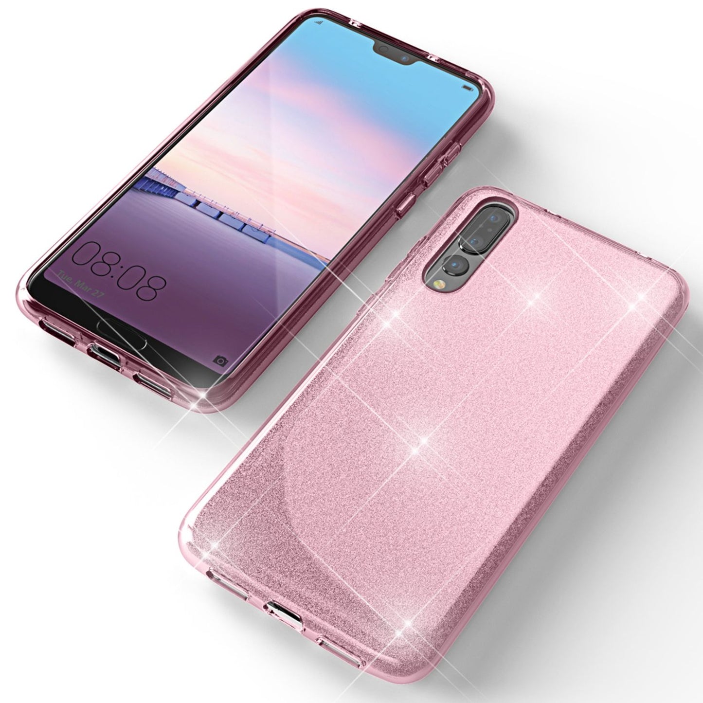 Huawei P20 Pro phone case by NALIA, glitter silicone cover case, protective glitter