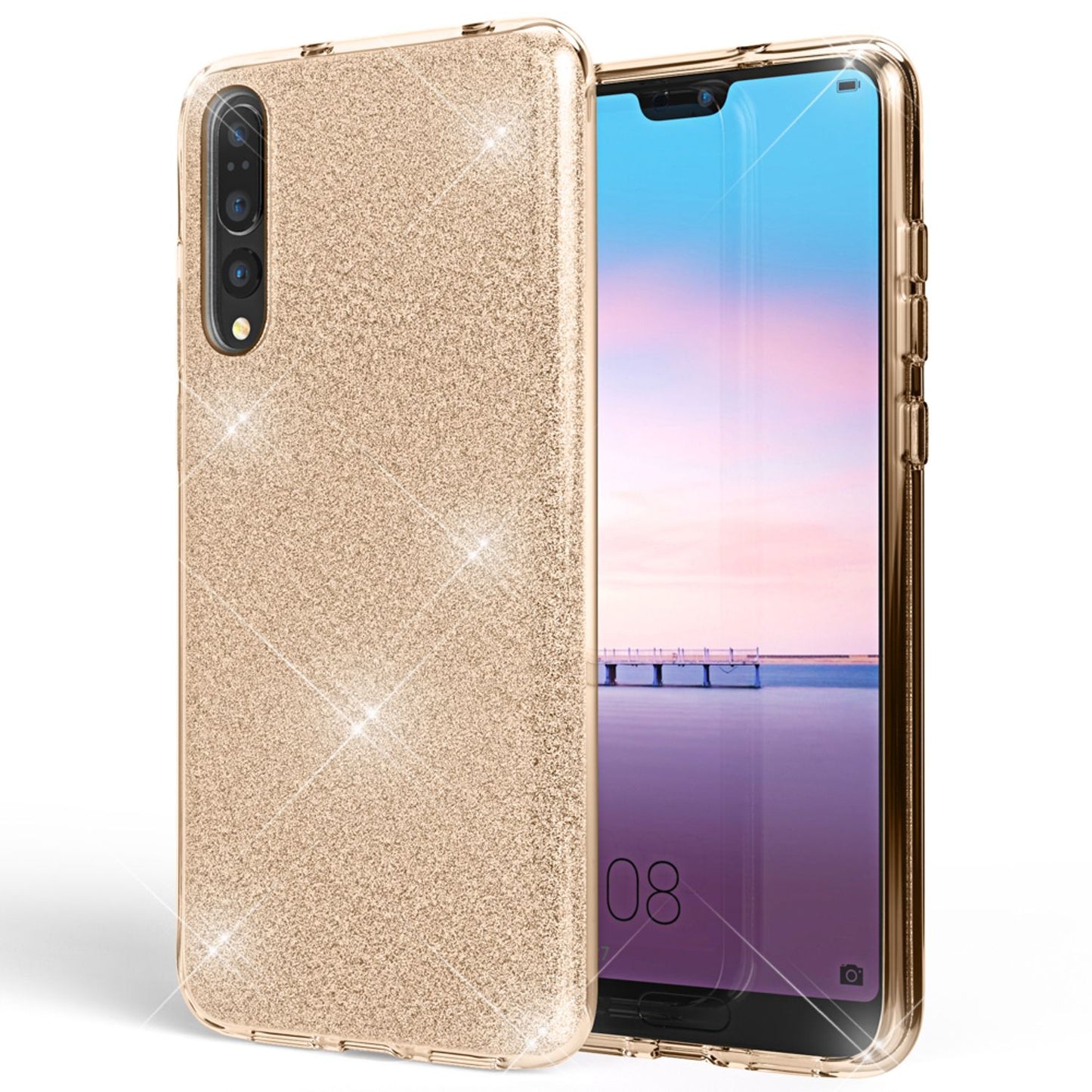 Huawei P20 Pro phone case by NALIA, glitter silicone cover case, protective glitter