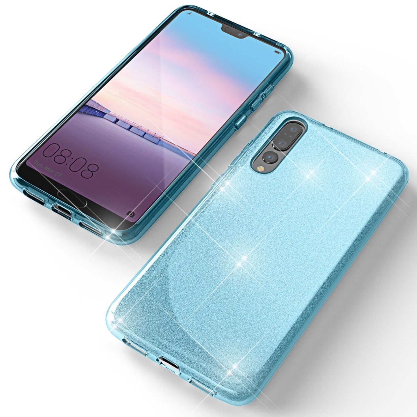 Huawei P20 Pro phone case by NALIA, glitter silicone cover case, protective glitter