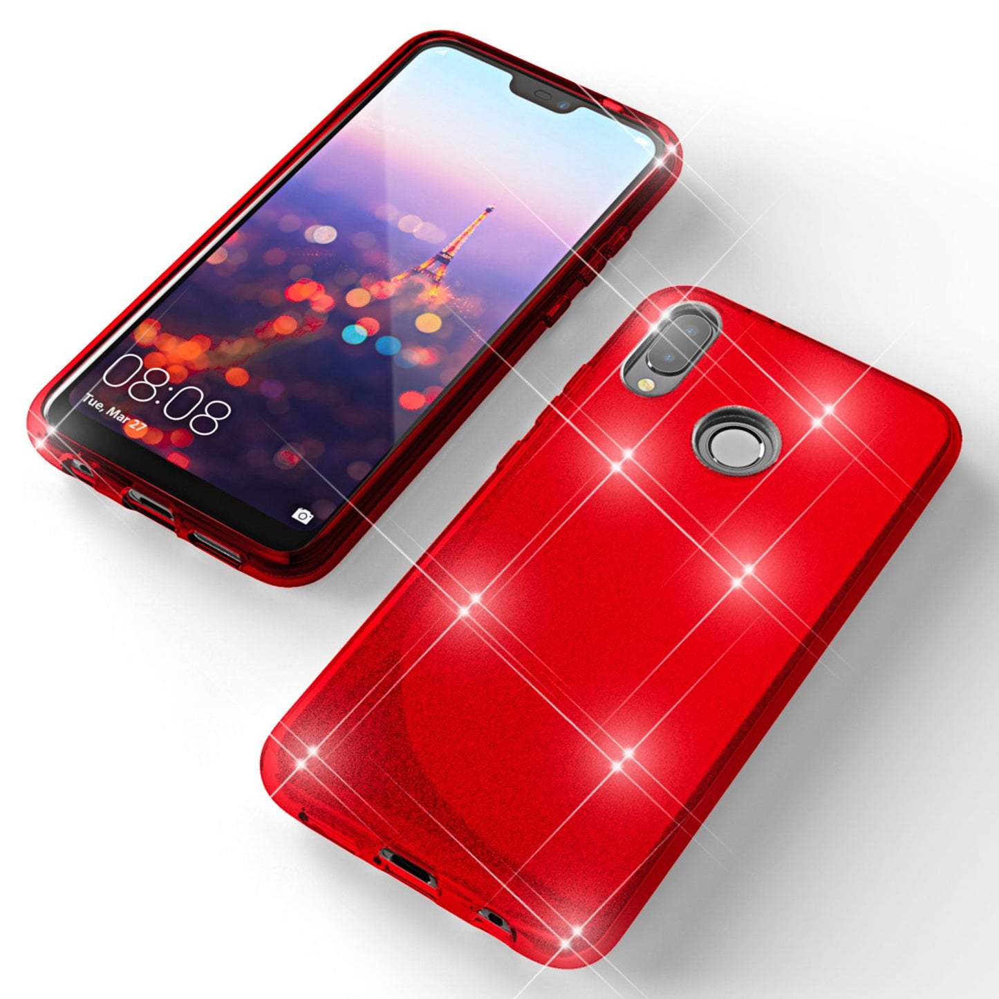 Huawei P20 Lite Case, Phone Case by NALIA, Glitter Silicone Case Back Cover