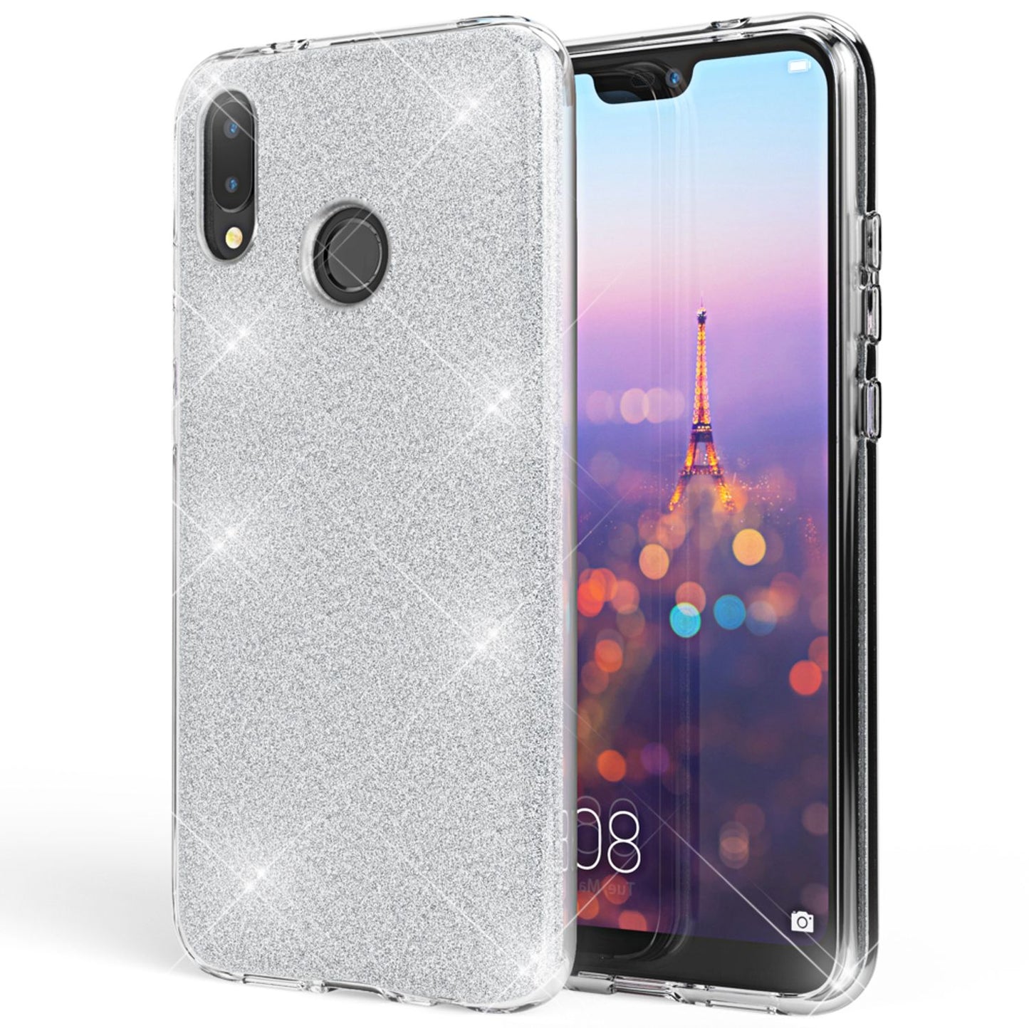 Huawei P20 Lite Case, Phone Case by NALIA, Glitter Silicone Case Back Cover