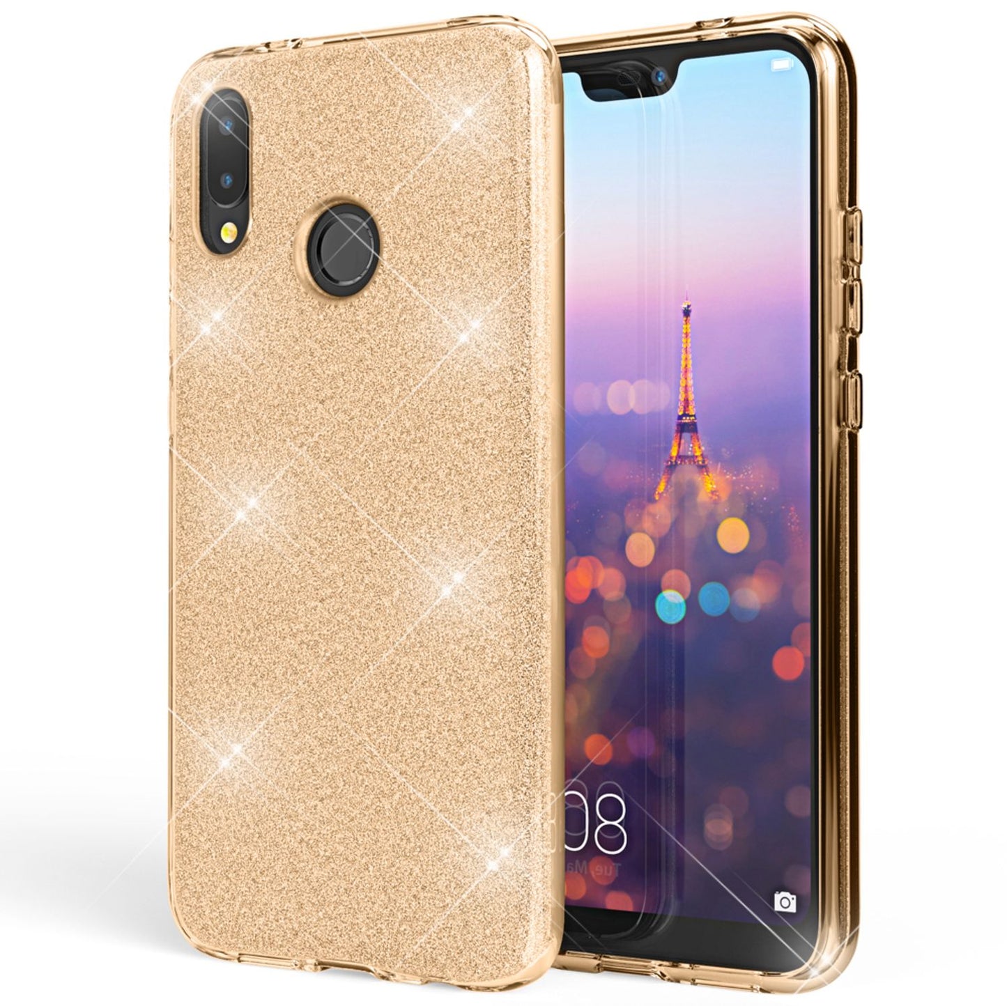 Huawei P20 Lite Case, Phone Case by NALIA, Glitter Silicone Case Back Cover