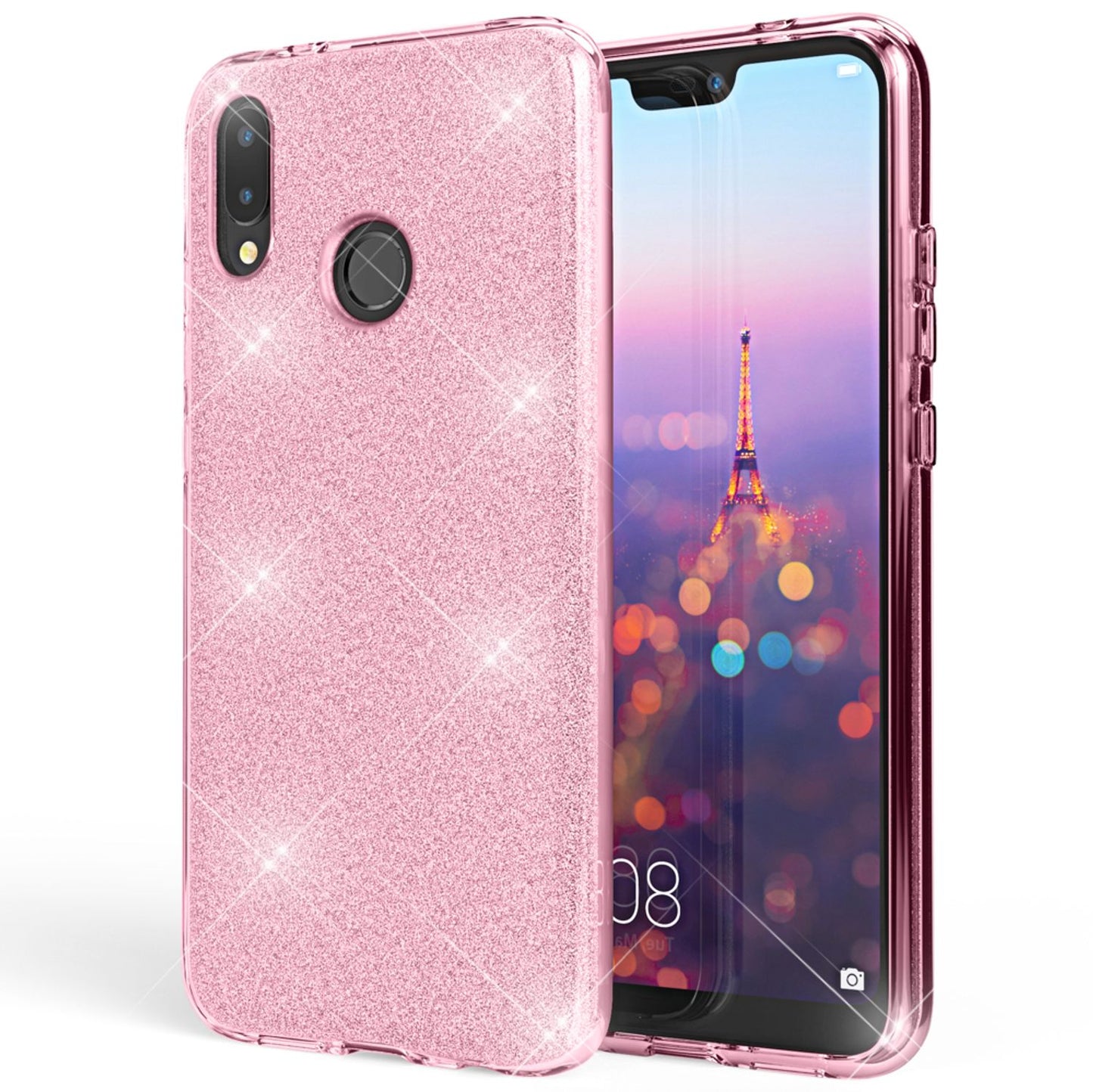 Huawei P20 Lite Case, Phone Case by NALIA, Glitter Silicone Case Back Cover