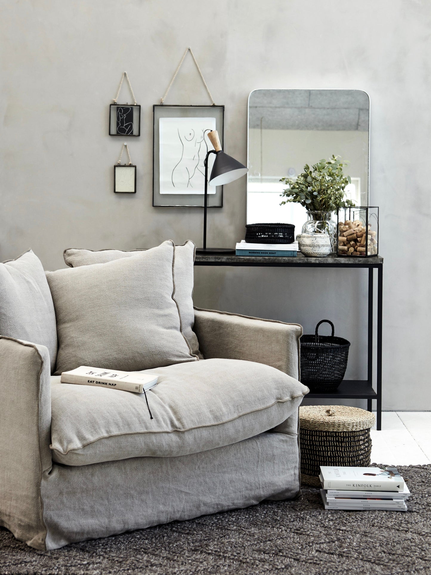 Sessel Dara dunkles leinen 105cm