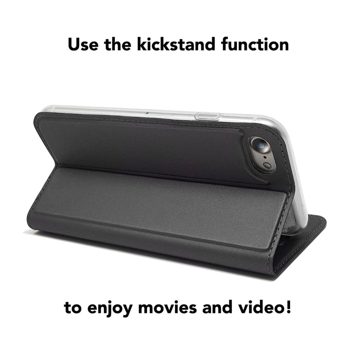 NALIA Flip Case for iPhone SE 2022 / SE 2020 / 8 / 7, Faux Leather Phone Case