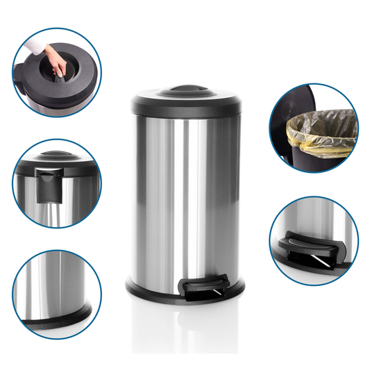 Ruslatunna fyrir skrifstofur, B-flokks, 40 l, silfurlituð, stál