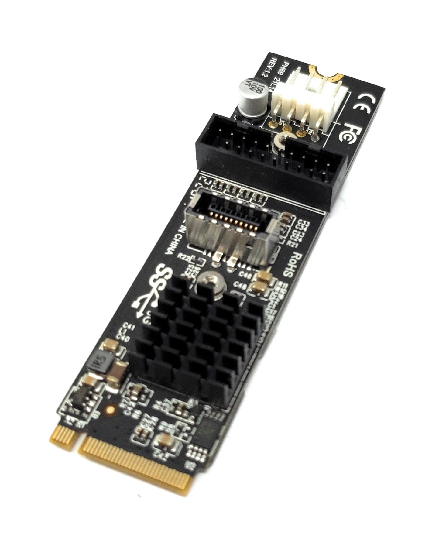 SYSTEM-S NVME snúra 20 cm M-lykill NGFF karlkyns í USB 3.1 &amp; 2.0 framhliðartengi af gerðinni E kvenkyns 