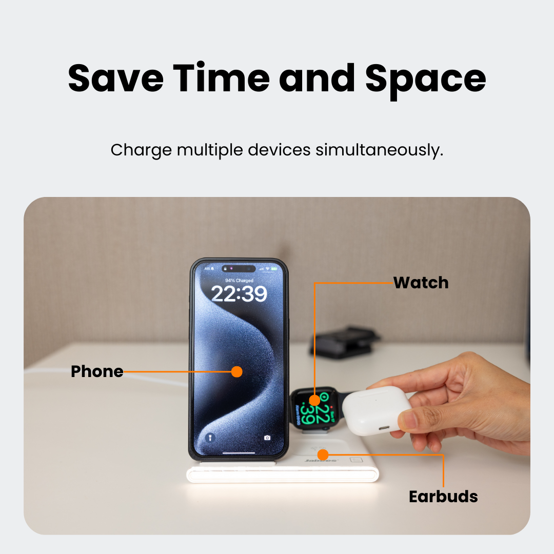 PowerNest™  4-In-1 Foldable Wireless Charging Station With LED Night Light