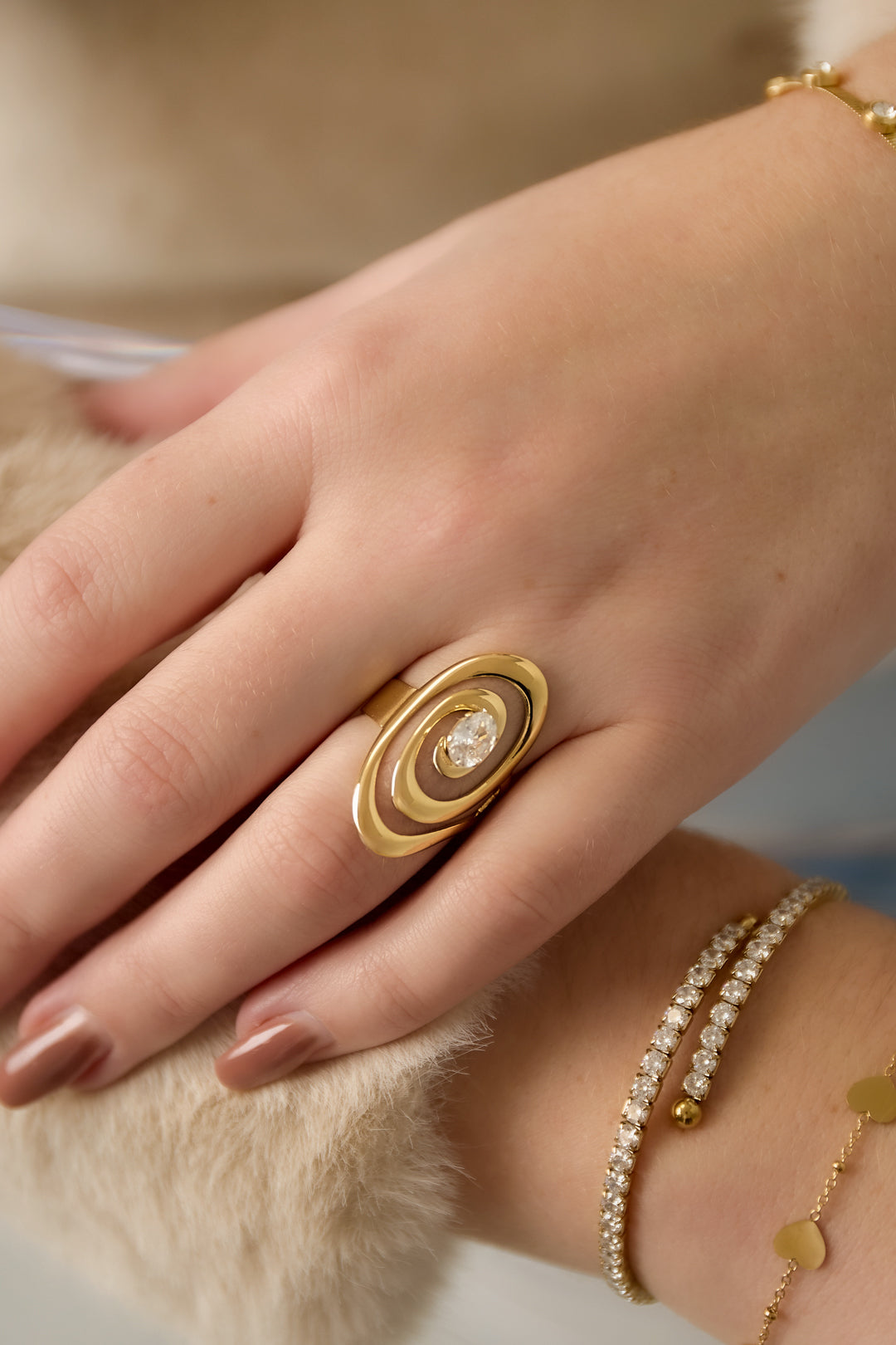 Edelstahl Edelstein Ringe Linien Daily Daily Simple Serie Damenschmuck