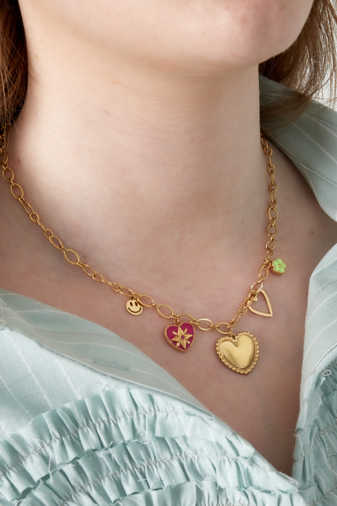 Edelstahl Anhänger Halsketten Herz Casual Alltag