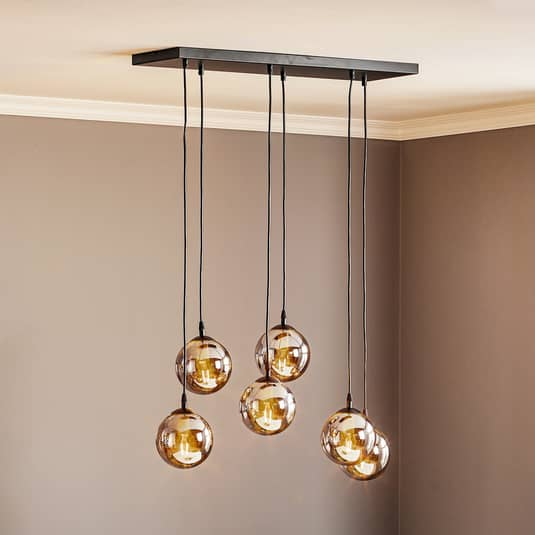 B-grade Euluna pendant light Glassy hanging lamp ceiling lamp 6 lights straight glass graphite 