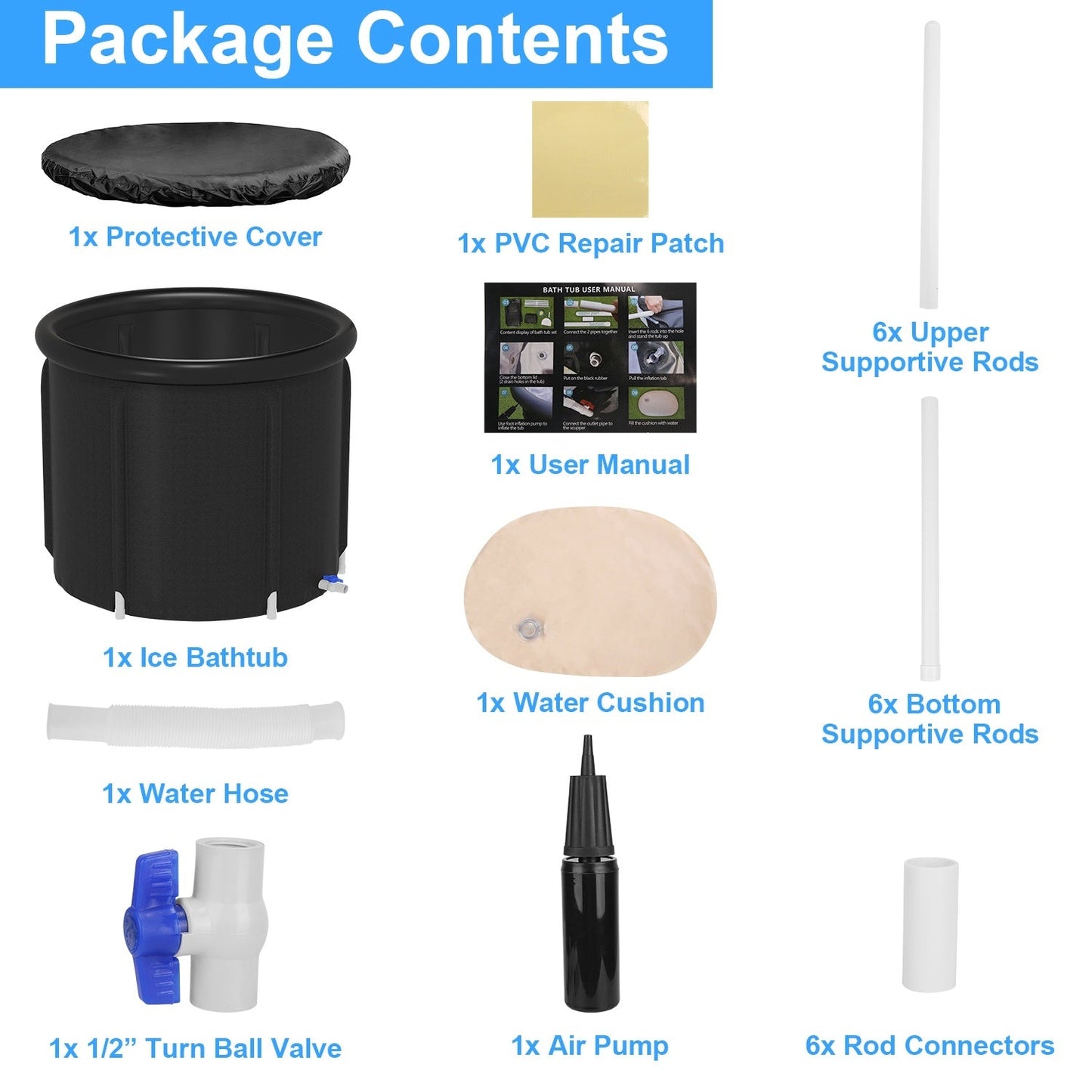 1Pc 97Gal Large Size Ice BathTub With Cover