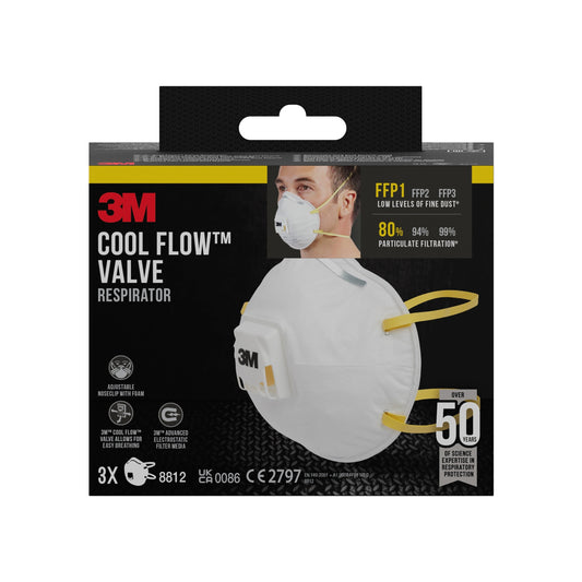 3M™ Cool Flow™ Partikelmaske 8812, FFP1, mit Ventil, 3er-Pack  | Packung (1 Stück)