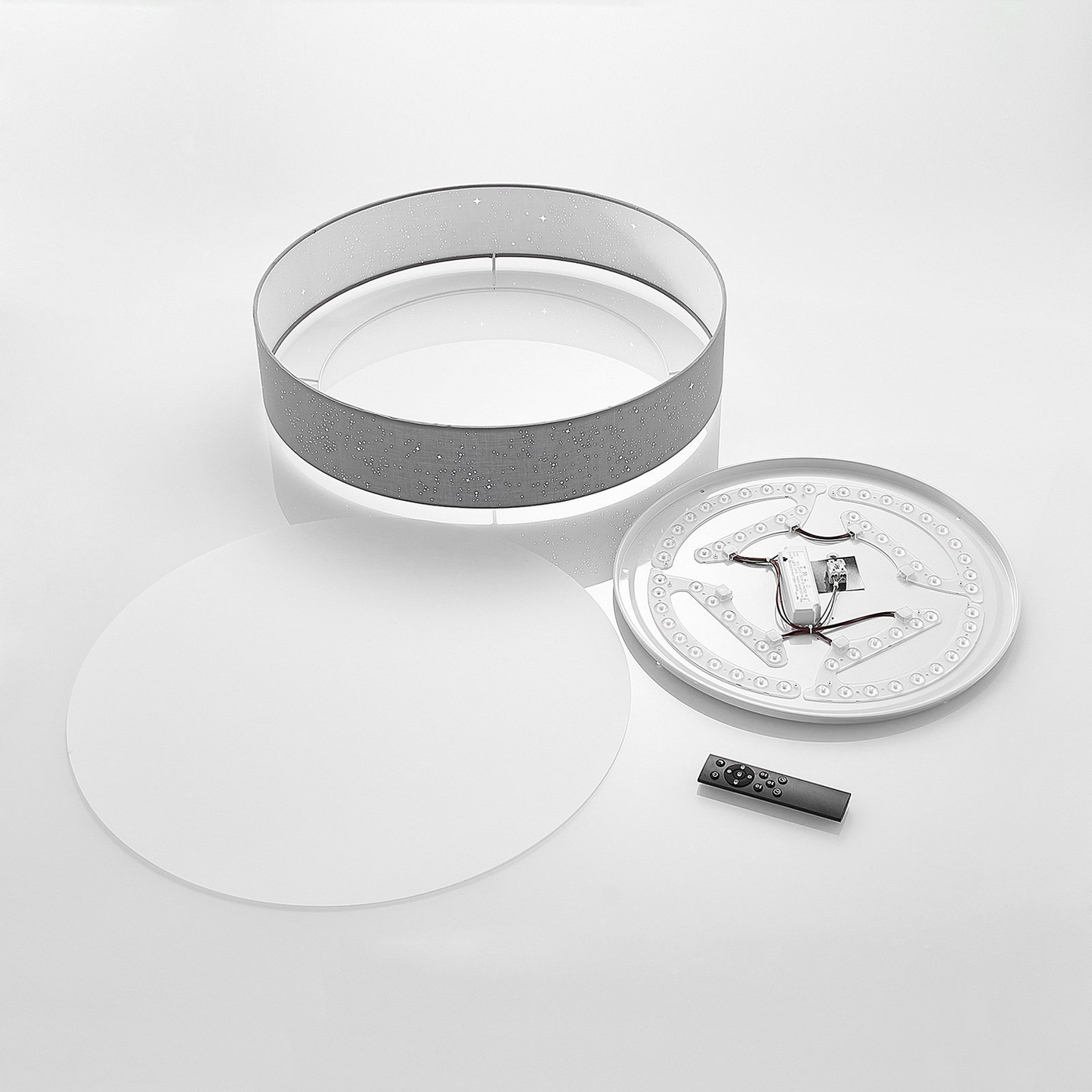 Lindby Ellamina LED loftlampi í B-flokki, ljós, ljós, ljósgrár, ø60 cm, R379 