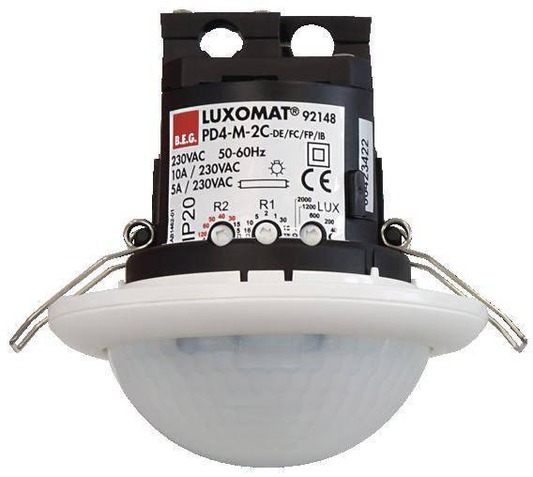 B-lager BEG Brück 92148 Innfelldur viðveruskynjari, hreyfiskynjari, 360° rofi, hvítur, IP20