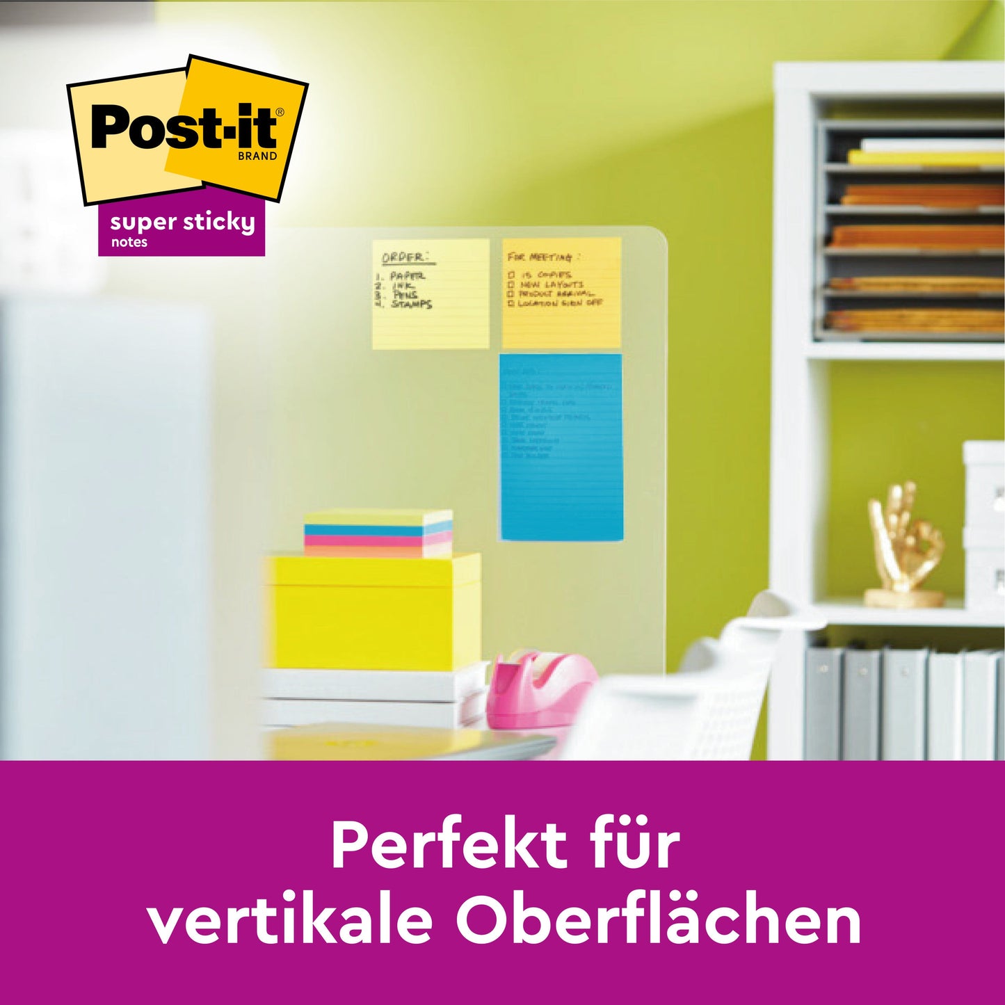 Post-it® Super Sticky Notes im Großformat, Liniert, 101 mm x 152 mm, 90 Blatt/Block, 100% PEFC