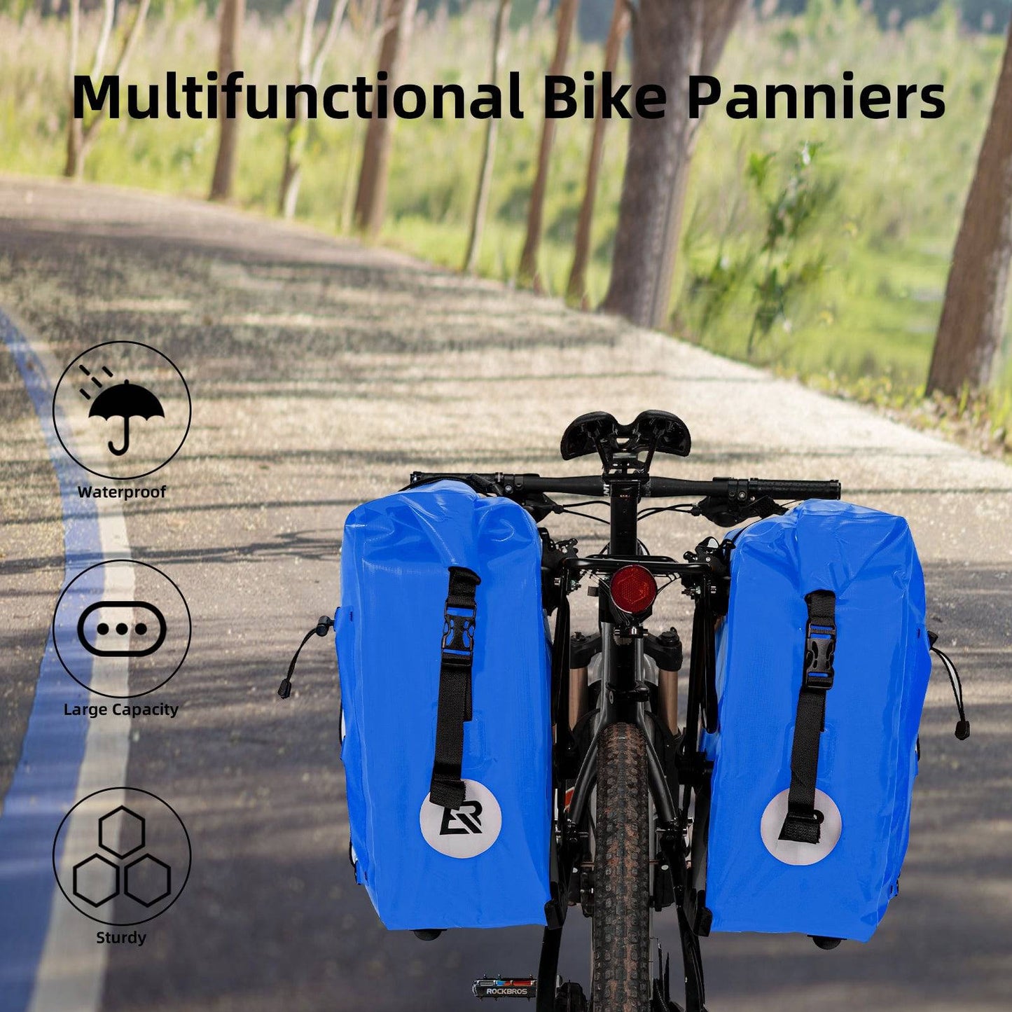 ROCKBROS Gepäckträgertasche 25L-32L 100 % wasserdicht mit Tragegriff