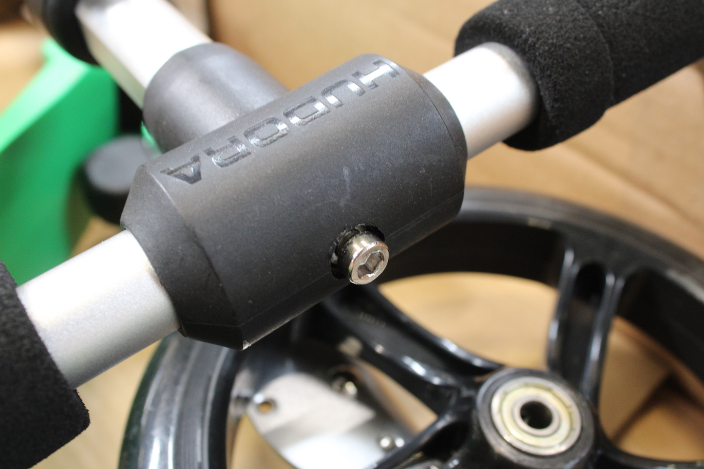 B-flokks Hudora borgarhlaupahjól, stórt hjól, grænt, sparkveppi (sjá texta)