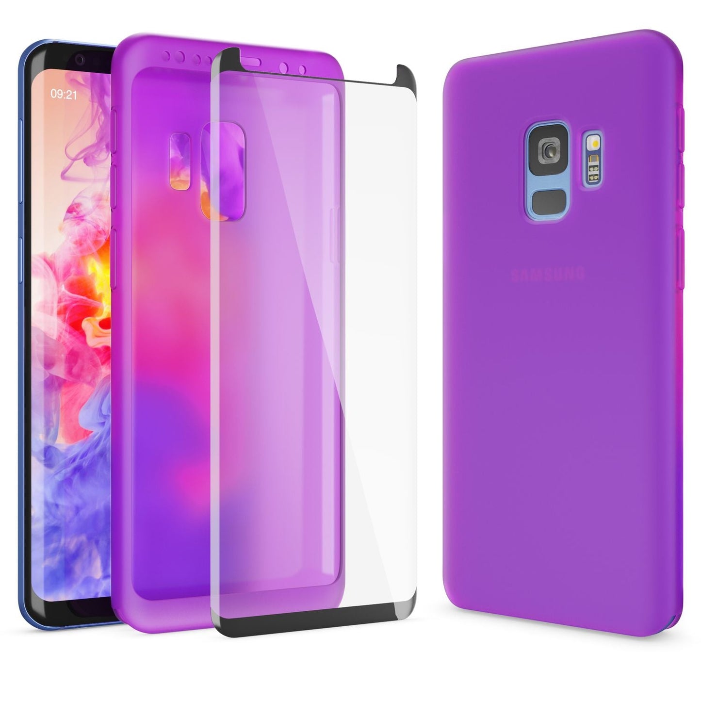 NALIA 360 Grad Handy Hülle für Samsung Galaxy S9, Full Cover Case Silikon Bumper